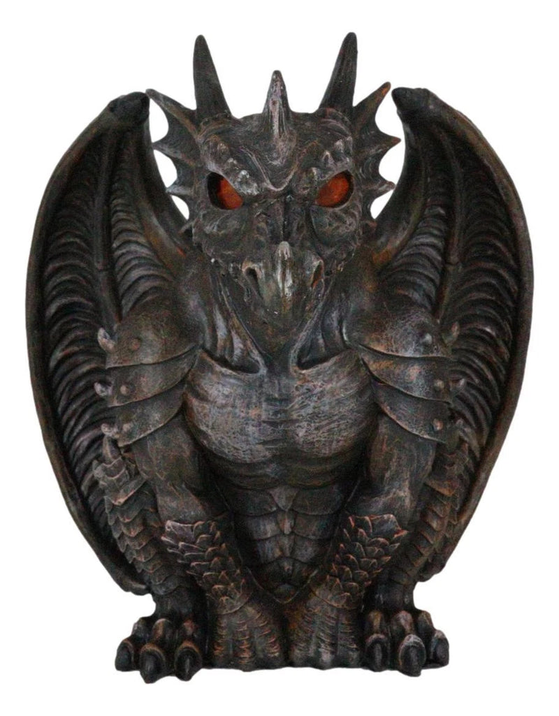 Gothic Winged Dragon Guard Gargoyle With Translucent Eyes Candle Holder Figurine-9