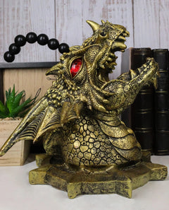 Castle Dungeon Chained Golden Dragon Wall Plaque Decor Color Changing LED Eyes-9