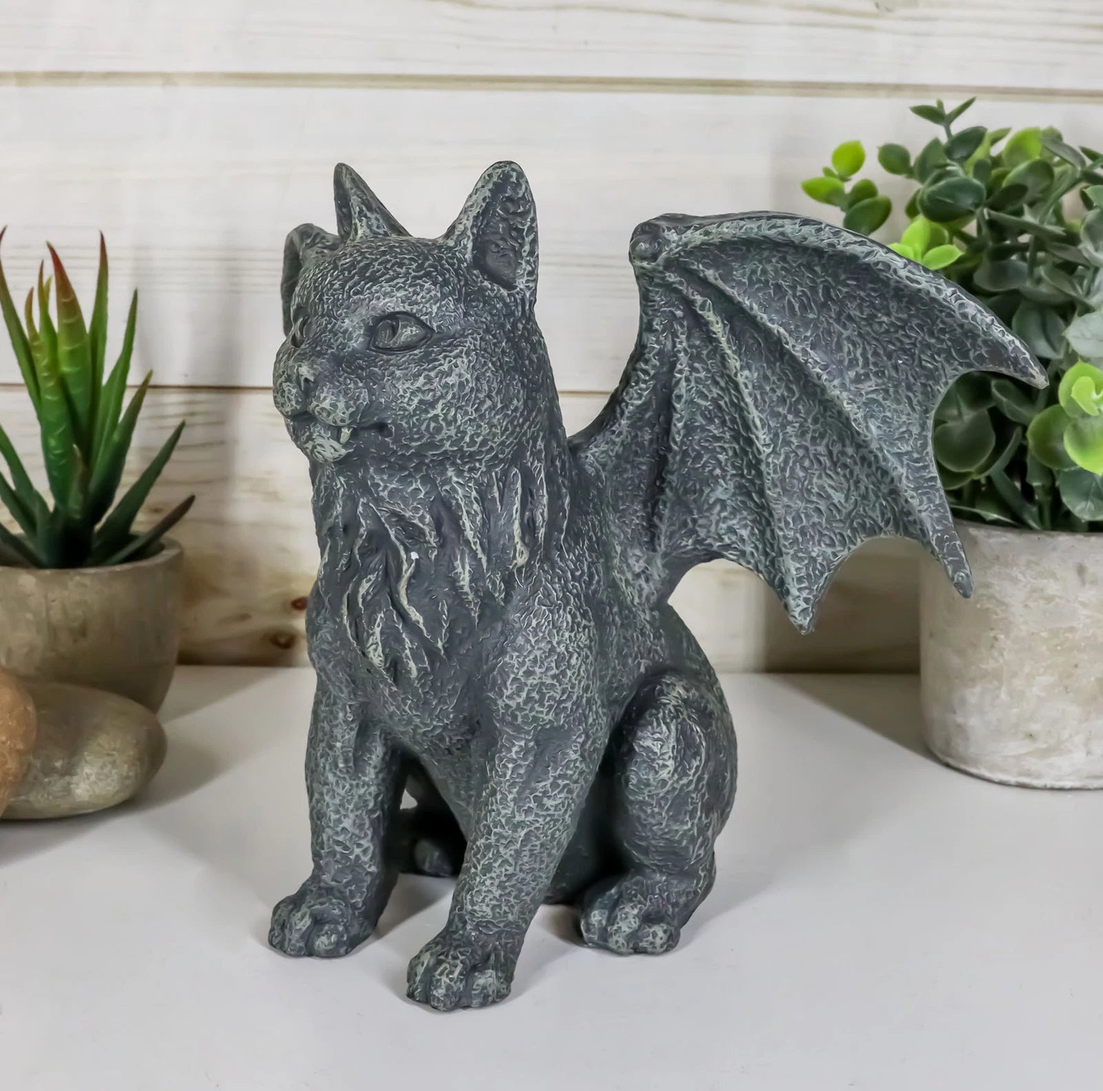 Gothic Guardian Winged Feline Cat Vampire Gargoyle Desktop Paperweight Figurine-4