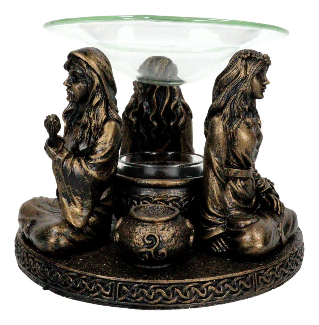 Figura de calentador de aceite aromático con portavotivas de la Triple Diosa Doncella Madre Anciana-9