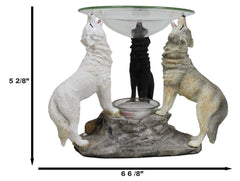 Moonlight Colorful Three Howling Wolves Oil & Wax Tart Burner Figurine-8