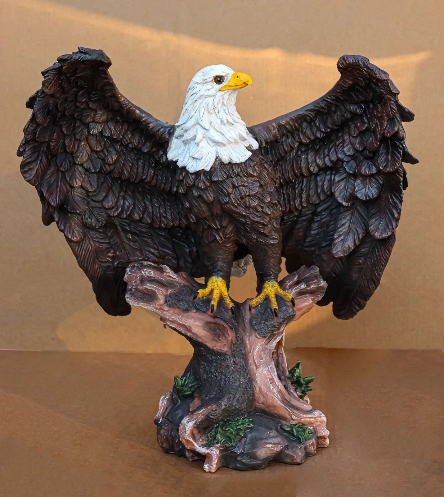 Large 18"H Wings Of Glory Perching Grand Bald Eagle Statue Home Garden Figurine-11