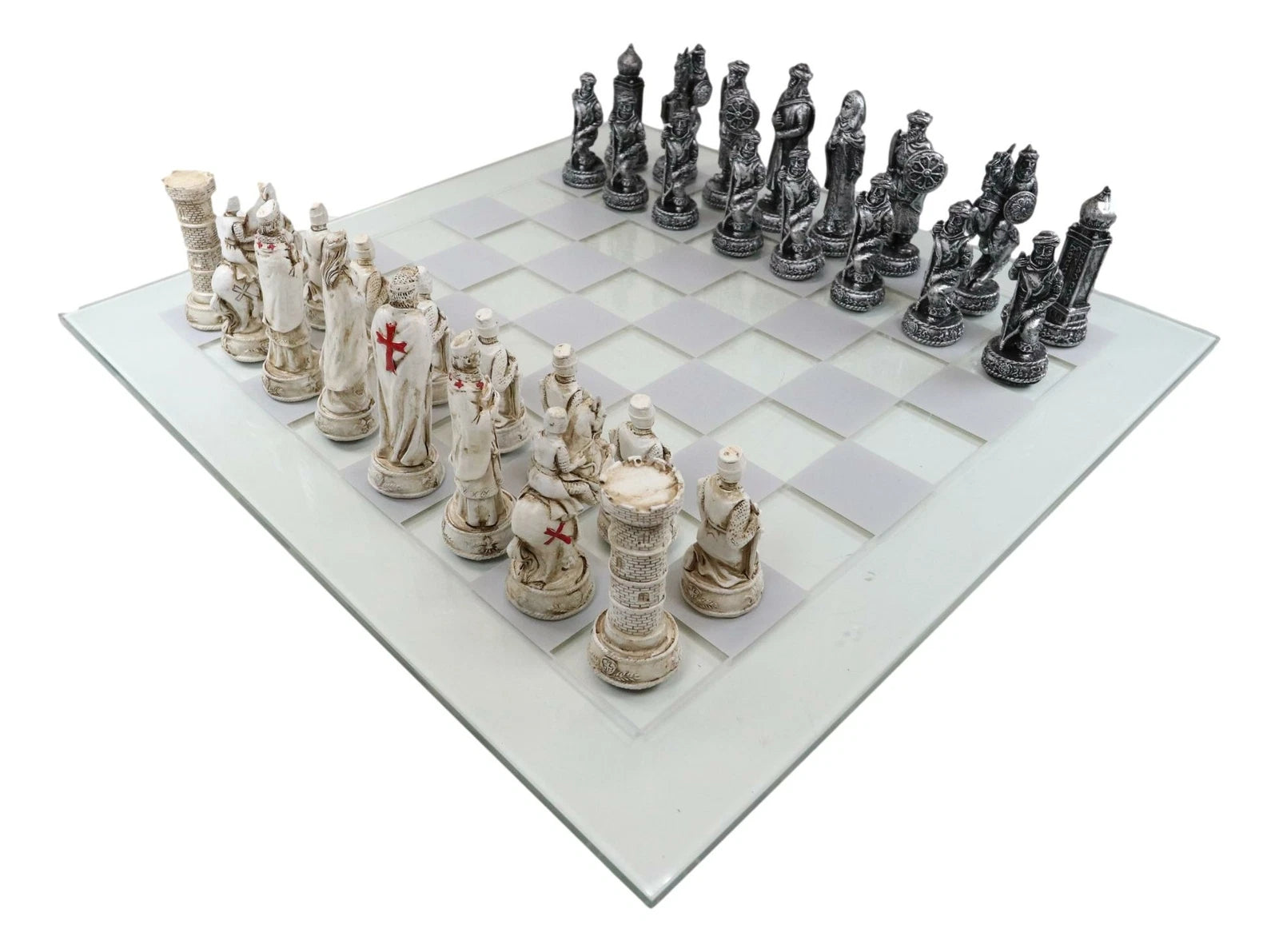 Crusader Christian Kingdom VS Ottoman Empire Chess Pieces Glass Board Set-8