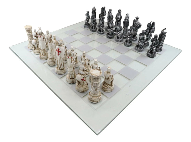 Crusader Christian Kingdom VS Ottoman Empire Chess Pieces Glass Board Set-8