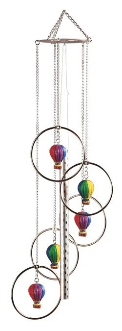 Colorful Hot Air Balloons Aircraft With Wicker Baskets Wind Chime Figurine-10