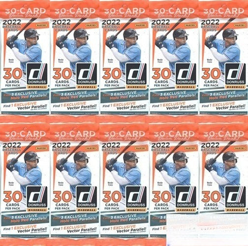 (10)2022 Donruss Baseball EXCLUSIVE Factory Sealed JUMBO FAT CELLO Pack-300 Card