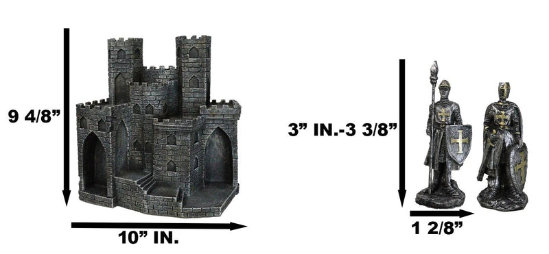 Medieval Castle Fortress Display Stand And 12 Mini Crusader Knights Figurine Set-8