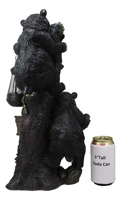 Climbing Black Bear Cubs Garden Light Welcome Statue Figurine Solar LED Lantern-9