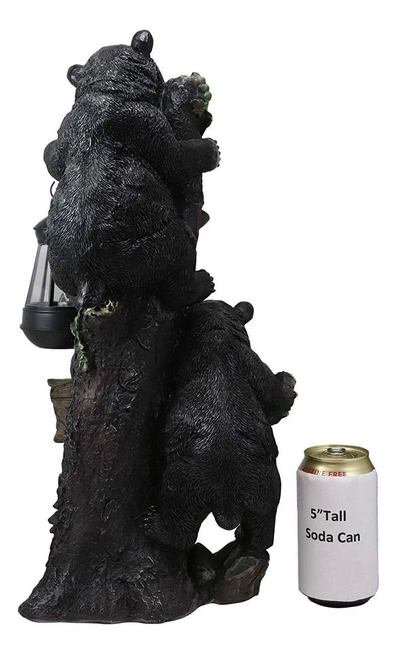 Climbing Black Bear Cubs Garden Light Welcome Statue Figurine Solar LED Lantern-9