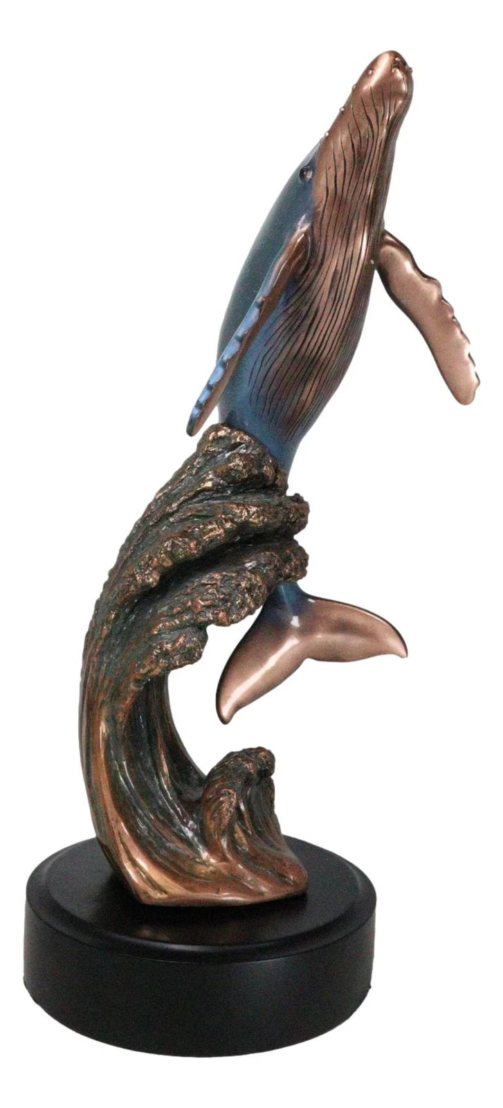 Large Nautical Ocean Marine Baleen Humpback Whale Breaching Water Statue-9