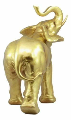 Estatua de elefante dorado Feng Shui de gran Buda tailandés auspicioso con la trompa hacia arriba-10