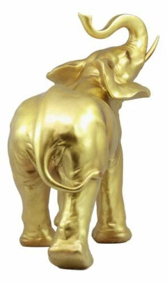 Estatua de elefante dorado Feng Shui de gran Buda tailandés auspicioso con la trompa hacia arriba-10