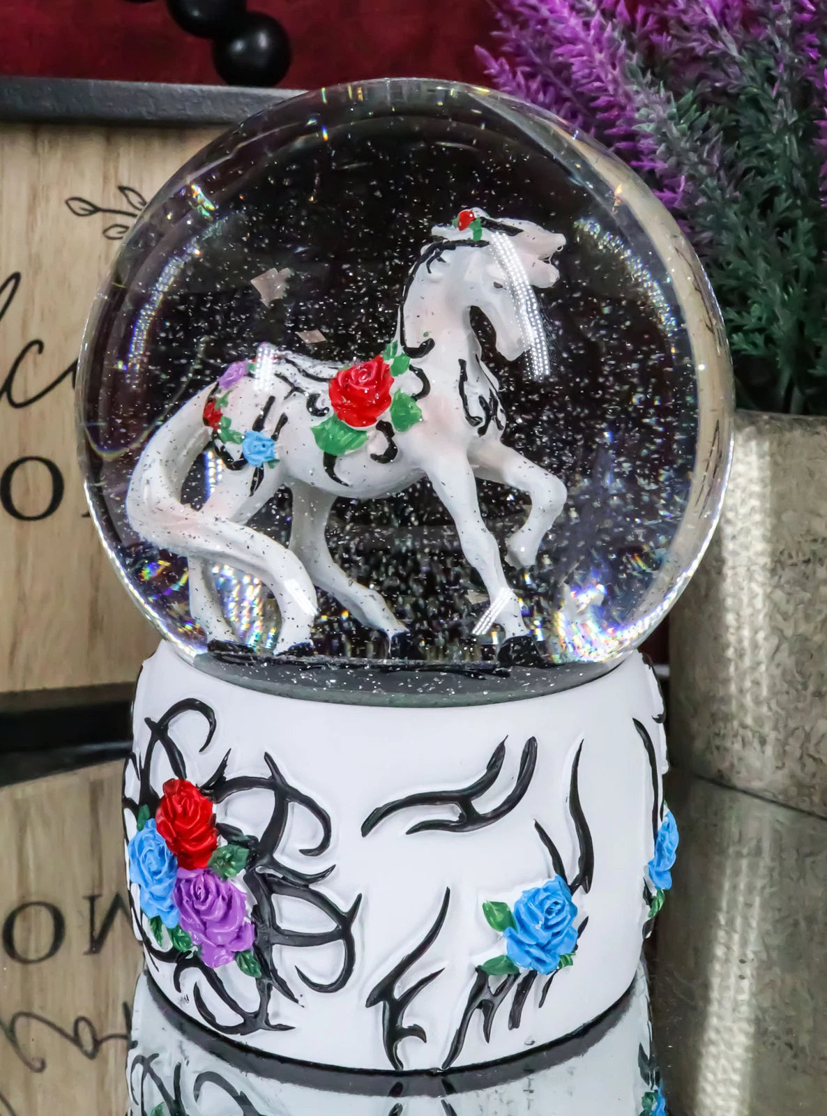 Sendero de ponis pintados, globo de agua con purpurina y caballo tribal rosa del jardín occidental-9