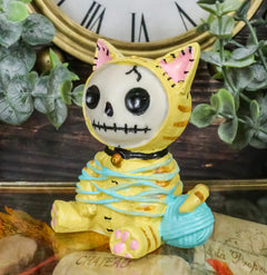 Furrybones Tabby Mao Mao Entangled With Yarn Kitty Cat Skeleton Figurine 2.5"H-10