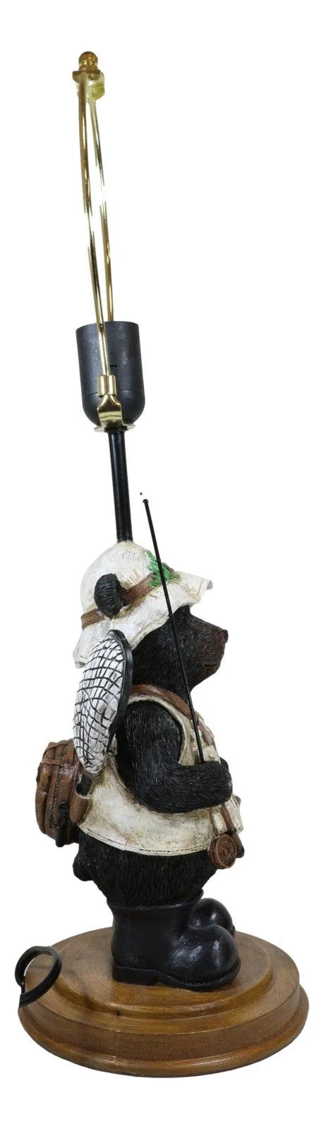 Camping Fisherman Angler Bear Going Fishing With Pole Net And Bucket Table Lamp-10
