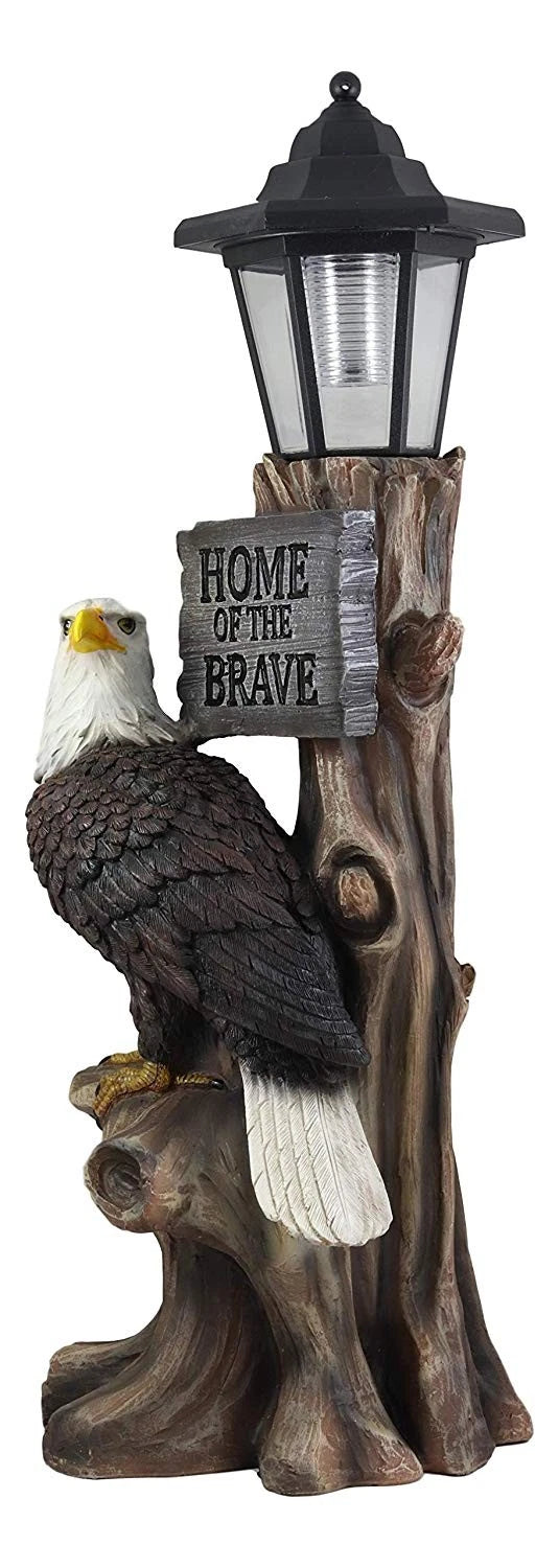 'Home of The Brave' Patriotic Eagle Night Light Statue Solar LED Lantern-10