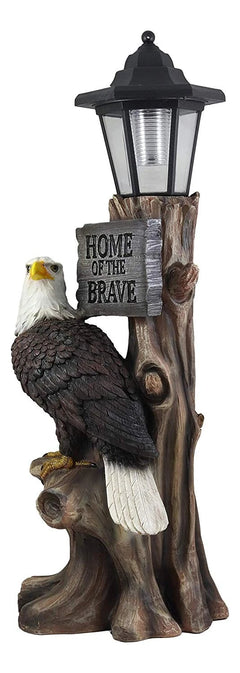 'Home of The Brave' Patriotic Eagle Night Light Statue Solar LED Lantern-10