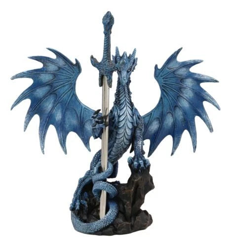 Ruth Thompson Blue Sea Blade Dragon Statue With Letter Opener Dagger Sword Decor-11