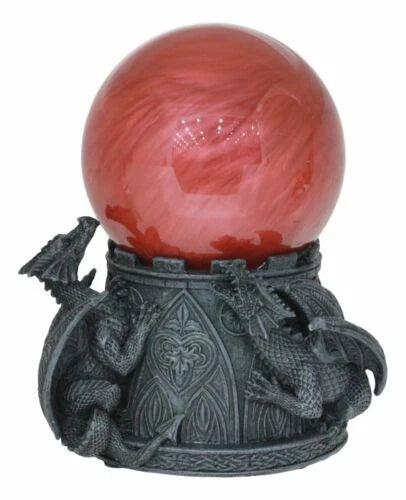 Climbing Dragons Red Blood Planet Sandstorm Ball Statue With Sound Sensor Decor-5