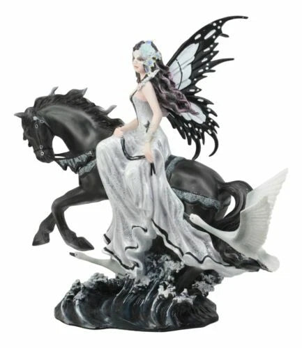 Nene Thomas Lamentation of Swans Masquerade Fairy Riding On Black Horse Statue-7