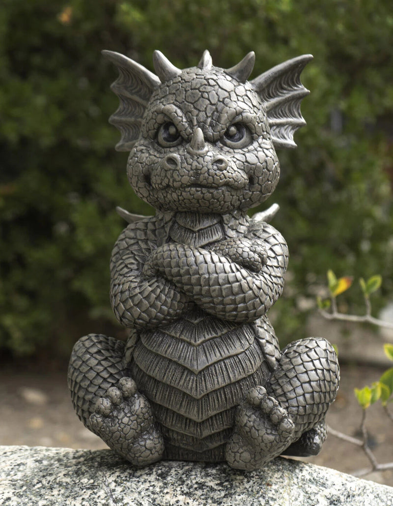 Whimsical Angry Faced Sulky Mad Garden Dragon Folding His Arms Decor Figurine-9