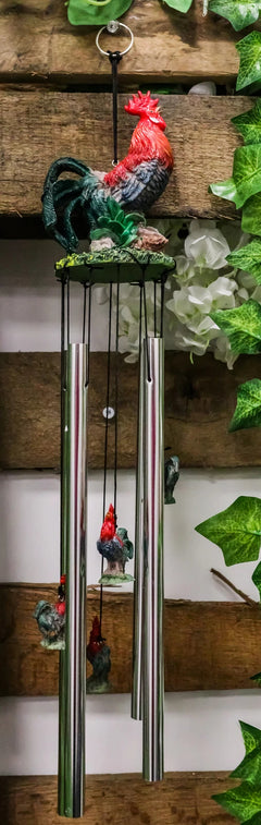 Rustic Country Farm Red Breasted Rooster Chicken Wind Chime Patio Garden Decor-8