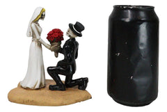 Figura decorativa para tarta de boda con esqueletos de novios y rosas "El amor nunca muere"-10