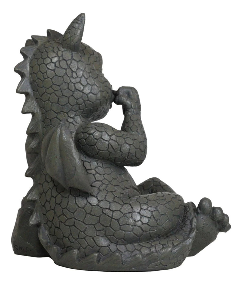 Whimsical Bad Habit Garden Dragon Picking Nose Statue Fantasy Dragons Decor-9