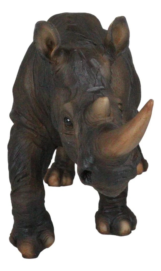 African Safari Grasslands Rhinoceros Horned Beast Decorative Figurine 11" Long-10