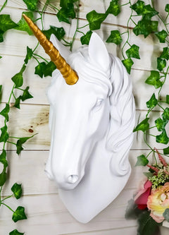 Enchanted Golden Horned Unicorn 3D Art Wall Decor Figurine Ancient Fabled Steed-7