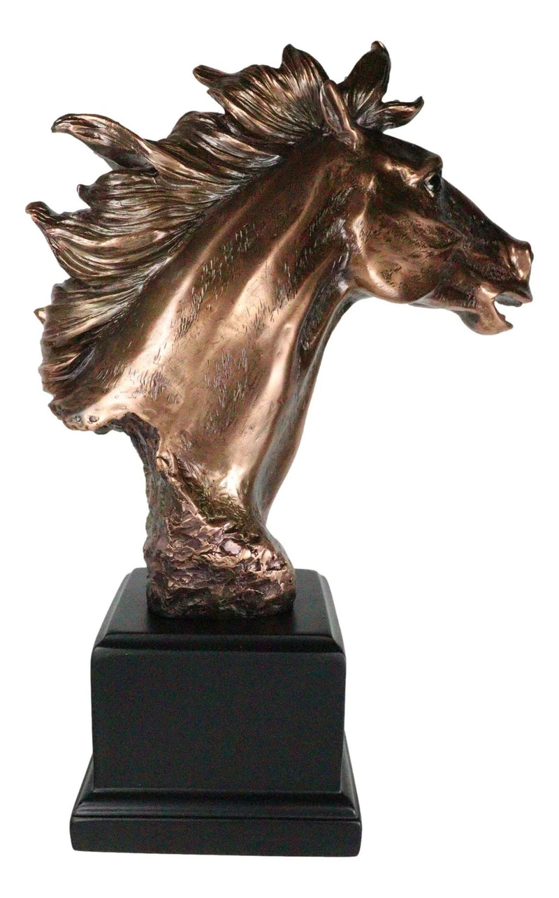 Figura de busto de cabeza de semental de caballo corriendo de Western Wildlife con base de trofeo-5