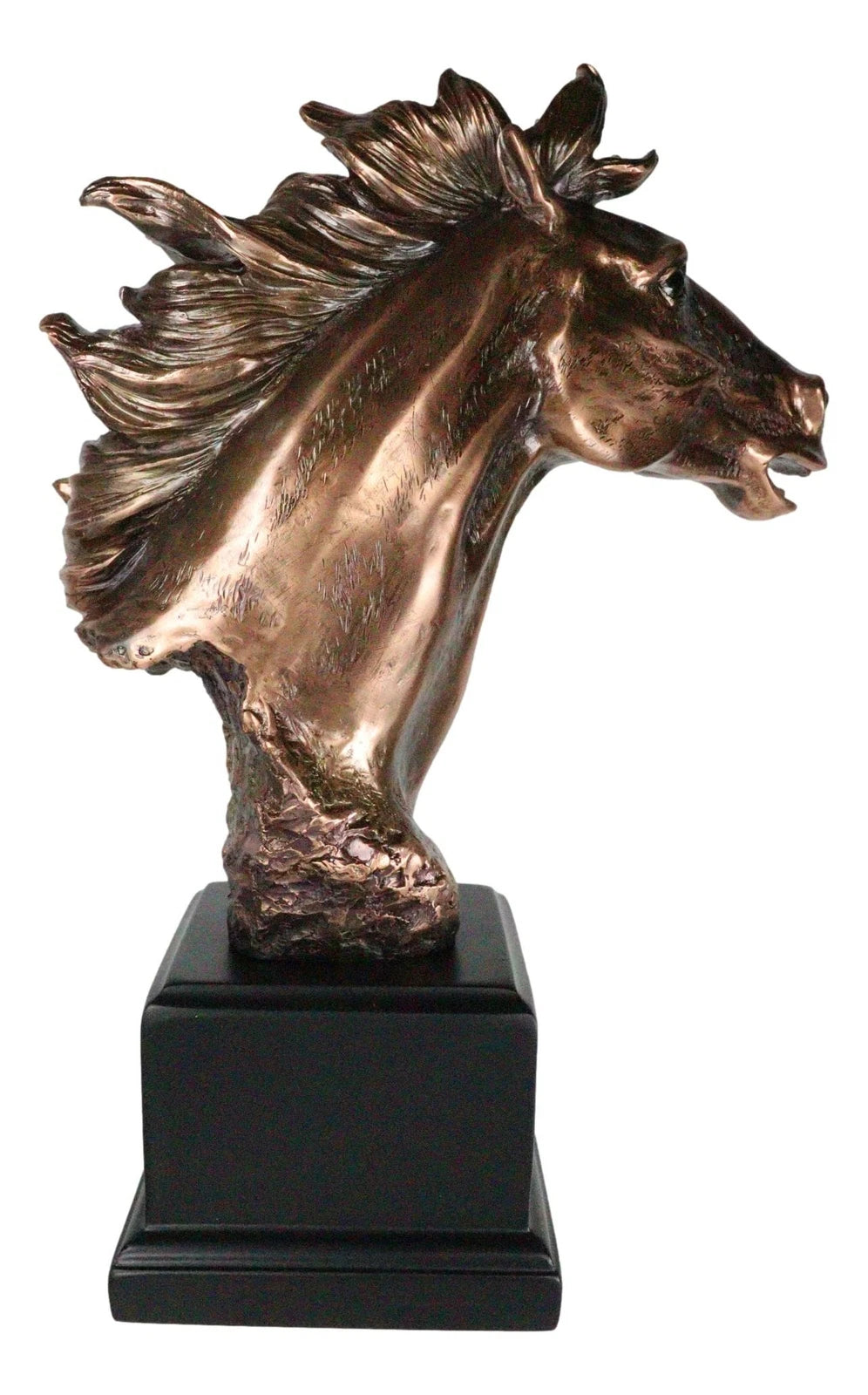 Figura de busto de cabeza de semental de caballo corriendo de Western Wildlife con base de trofeo-5