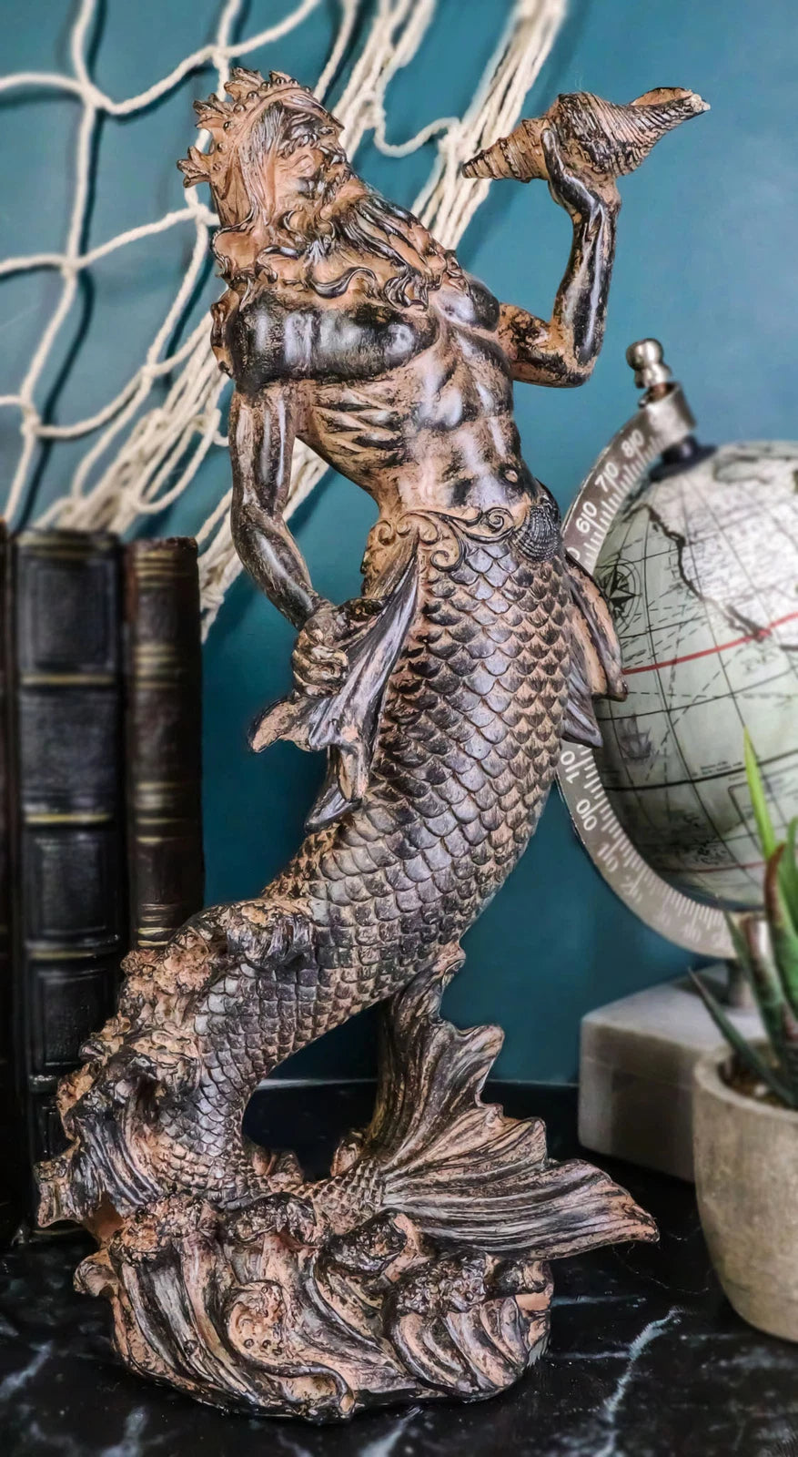 Greek Mythology God of The Seas And Tremors Merman Poseidon Statue Neptune Decor-1