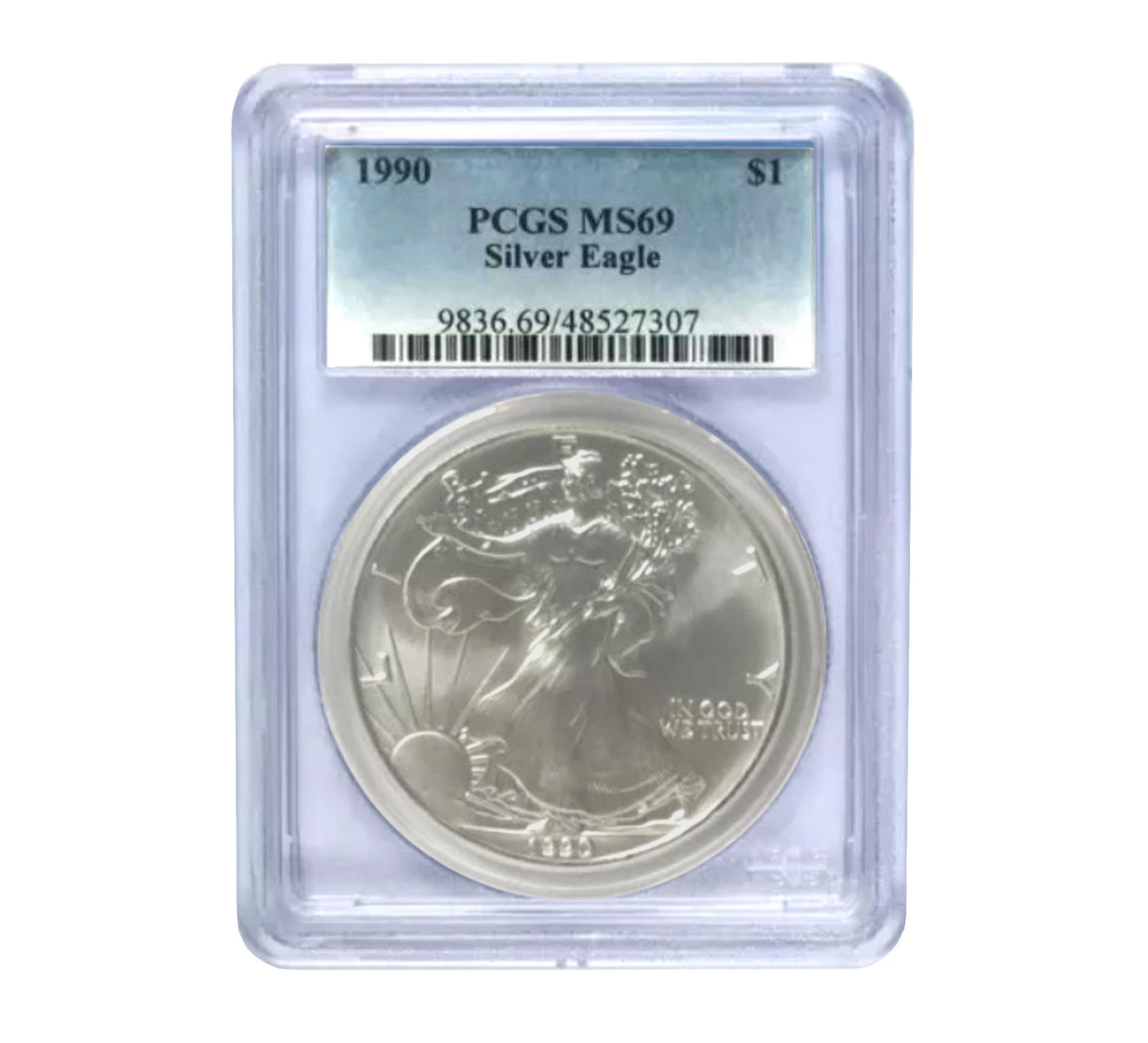 American Silver Eagle MS69 PCGS de 1 dólar de 1990