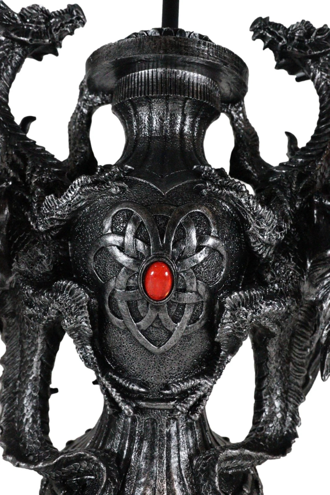Lámpara de mesa de escritorio con diseño de dragón doble trepador gótico, estatua decorativa y pantalla de 48 cm de alto-9