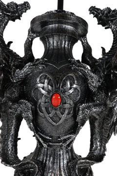 Lámpara de mesa de escritorio con diseño de dragón doble trepador gótico, estatua decorativa y pantalla de 48 cm de alto-9