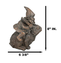 Whimsical Adventure Mr Gnome Dwarf Riding Rabbit Hare Figurine Fairy Garden-9