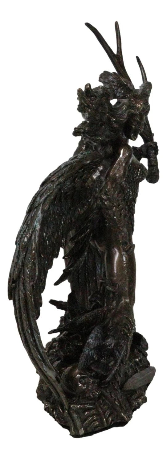 Irish Celtic War Goddess Winged Morrigan Phantom Queen W/ Antler Figurine-9