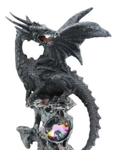 Azureon Black Dragon Perching On Quartz Tower Alien Skull Statue Home Decor-6