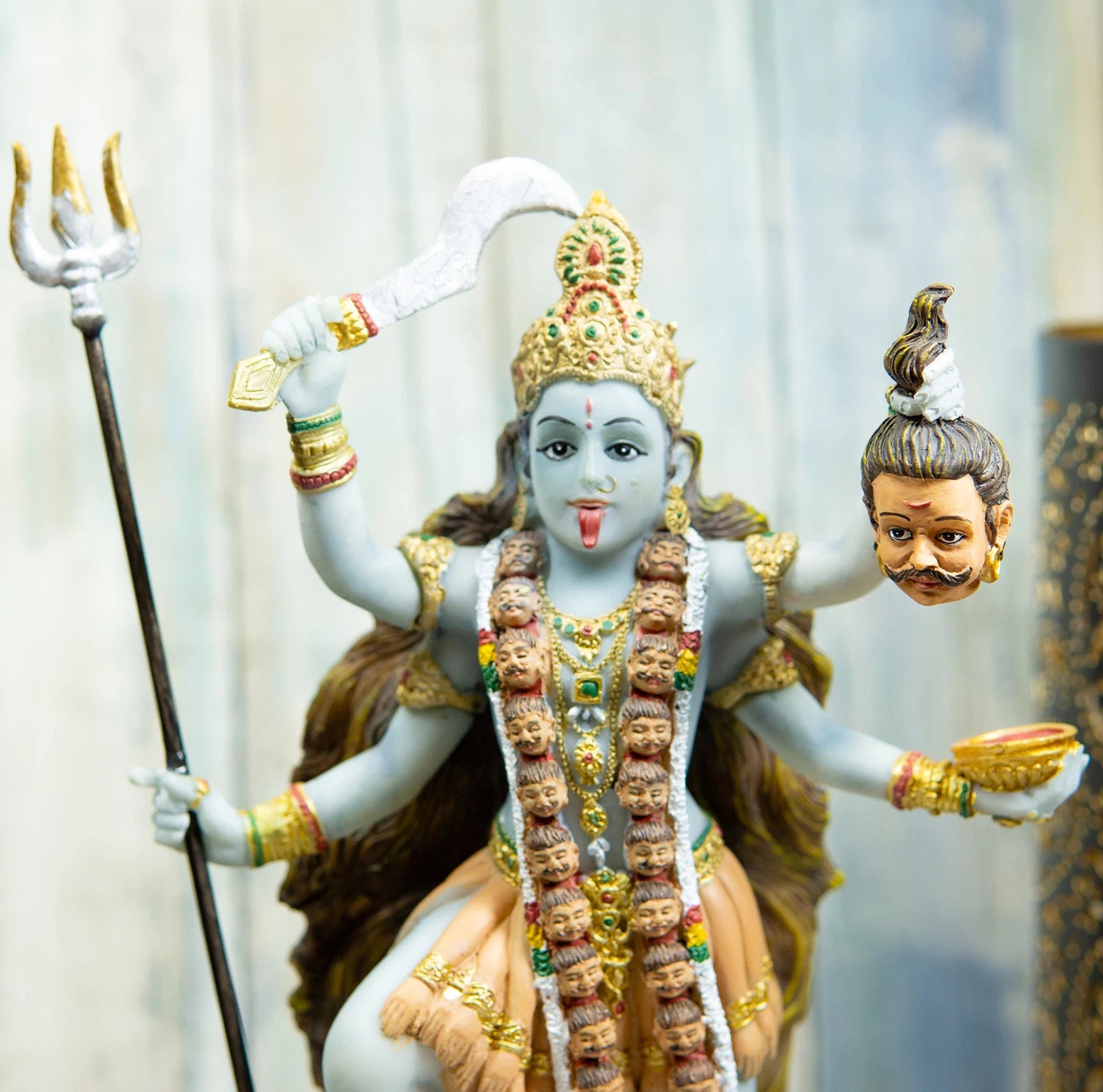 Gift Mahavidya Devi Kali Holding Severed Head Of The Ego Figurine 9"Tall-11