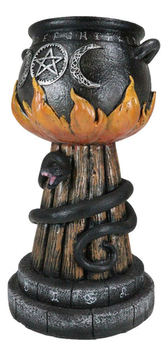 Wicca Triple Moon Witch Cauldron With Snake And Sacred Geometry Candle Holder-10