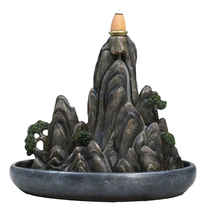 Eastern Feng Shui Tranquil Zen Rocky Mountain Range Backflow Cone Incense Holder-9