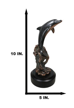Marine Sea Dolphin Jumping Out Of Water Bronze Electroplated Resin Figurine-9