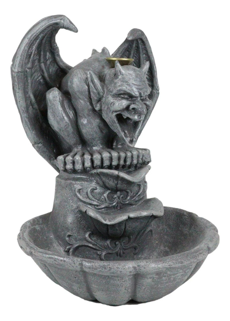 Gothic Chimera Gargoyle On Fountain Pedestal Backflow Incense Cone Burner Decor-9