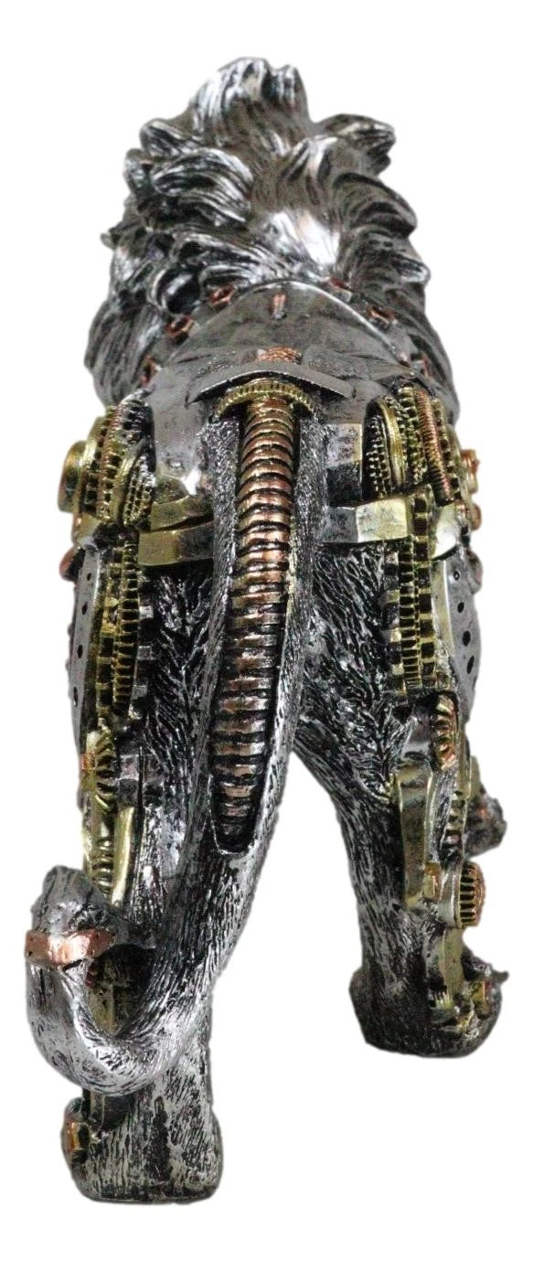 Steampunk Pressure Valve Bionic Geared Cyborg Lion King Prowling Figurine-10