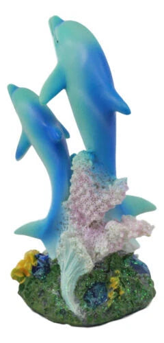 Sea World Nautical Two Bottlenose Dolphins Swimming By Coral Reefs Statue 5.5"H-8