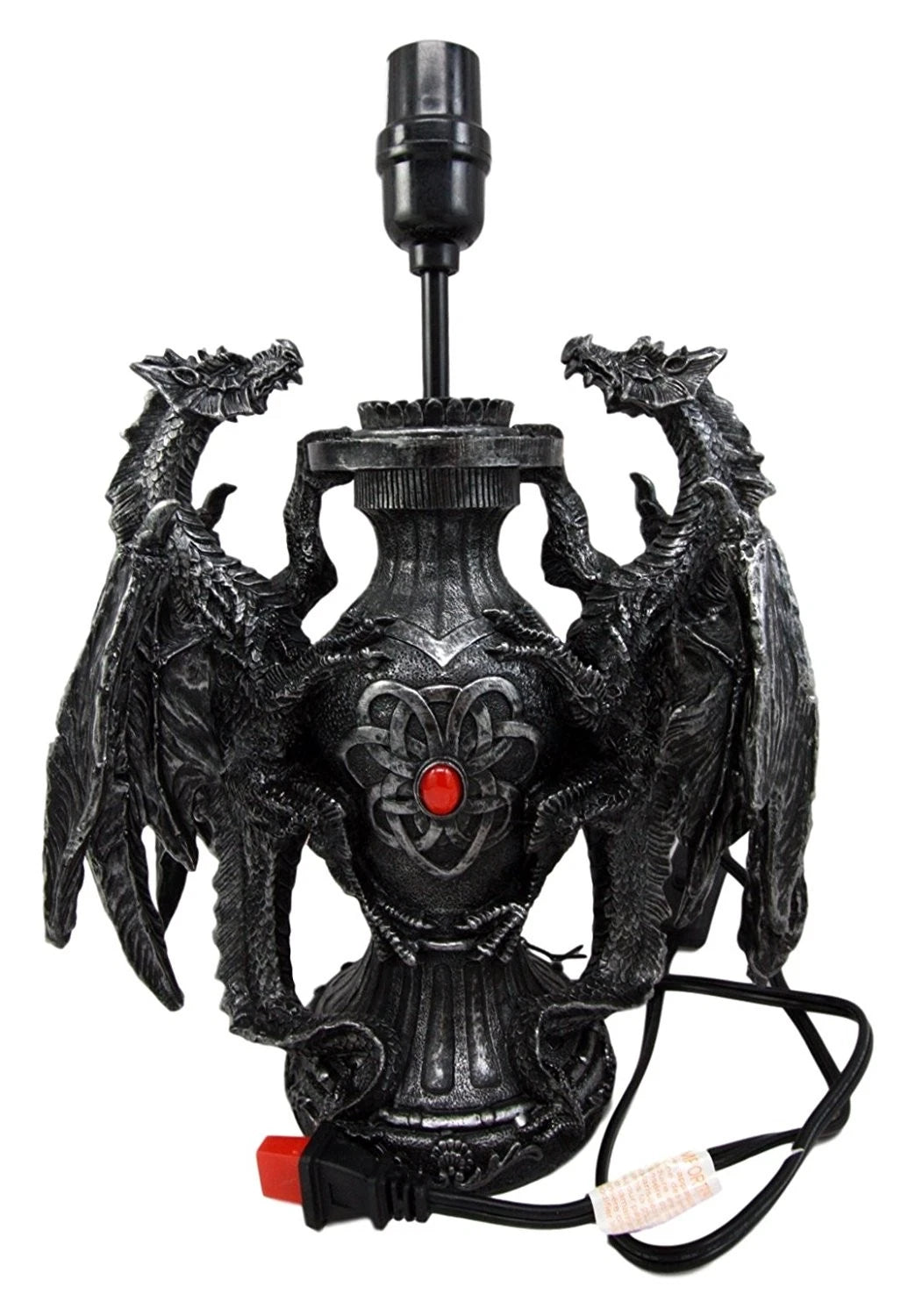 Lámpara de mesa de escritorio con diseño de dragón doble trepador gótico, estatua decorativa y pantalla de 48 cm de alto-11
