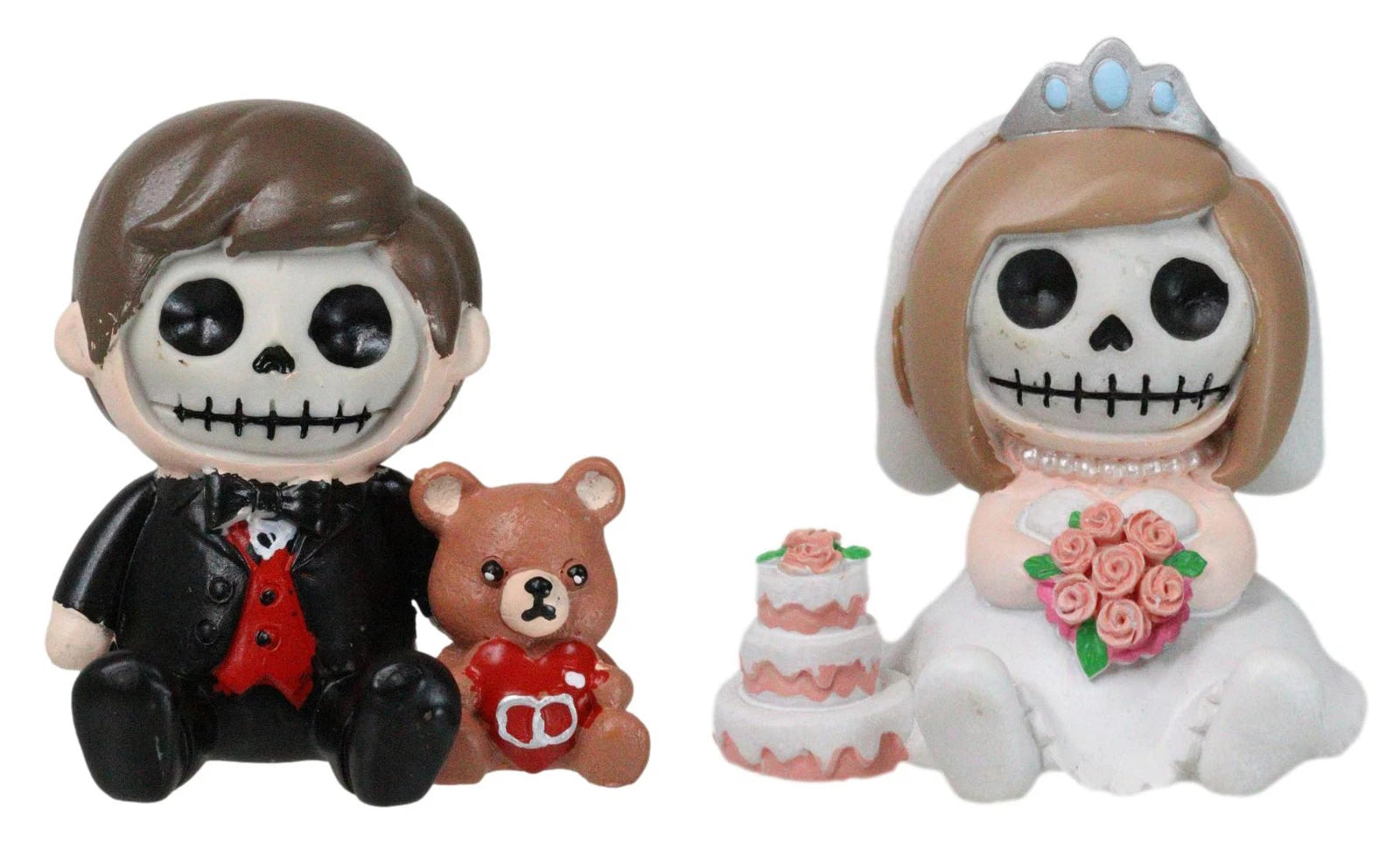Set Of 2 Mr And Mrs Furrybones Bride Groom Wedding Skeleton Furrybones Figurines-1