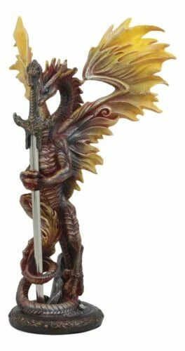 Flame Blade Ruth Thompson Dragon Statue With Dragon Letter Opener Blade 11.75"H-4