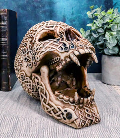 Celtic Knotwork Bloodlust Vampire Skull Ashtray Statue 7.5"L-1
